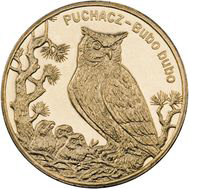 Памятная польская монета 2 злотых 2005 «Филин (Bubo bubo)»