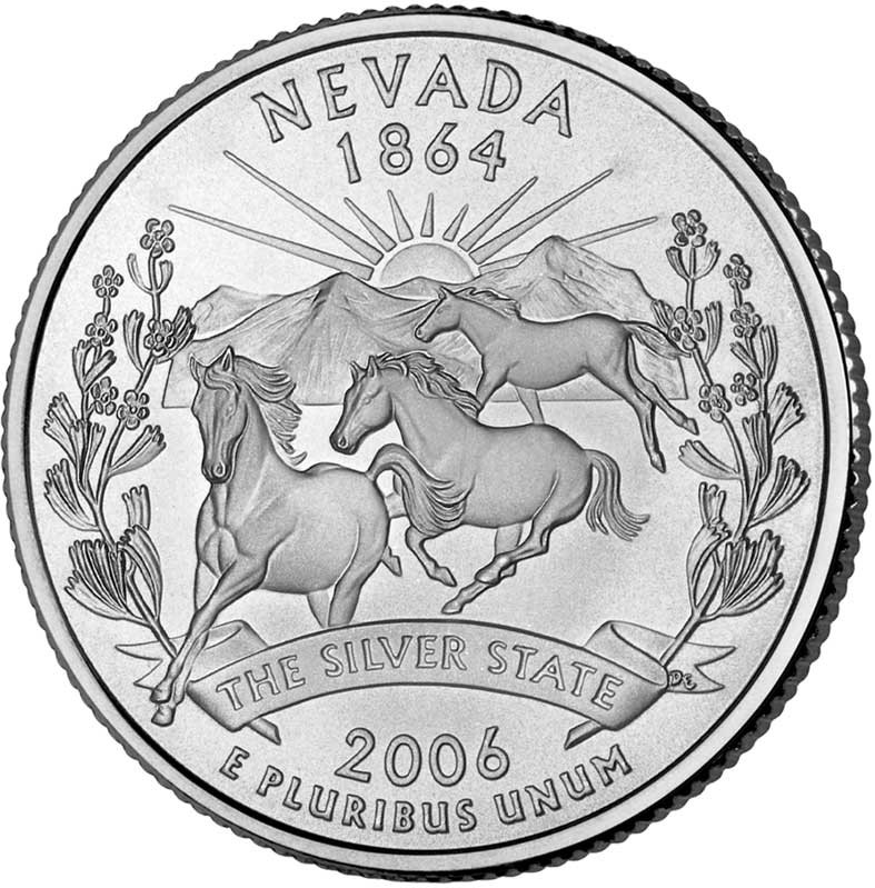 Монеты штаты сша. Монета США 2006 год 25 центов штаты. Quarter монета США. Nevada1864 the Silver State. Квотер США.