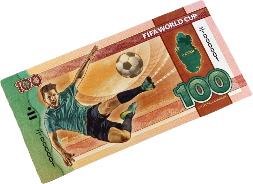  сувенирную банкноту 100 риалов «Чемпионат мира по футболу FIFA .