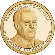  1 доллар 2014 «32-й президент Франклин Рузвельт» США, фото 1 