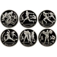  Набор 6 монет 1 рубль 1991 «Олимпиада в Барселоне 1992» Proof в запайках, фото 1 