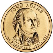  1 доллар 2007 «2-й президент Джон Адамс» США, фото 1 
