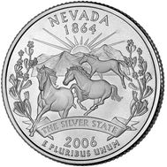  25 центов 2006 «Невада» (штаты США) случайный монетный двор, фото 1 