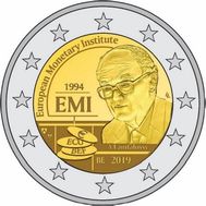  2 евро 2019 «25-летие Европейского валютного института» Бельгия (в коинкарте), фото 1 