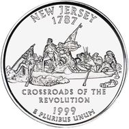  25 центов 1999 «Нью-Джерси» (штаты США) случайный монетный двор, фото 1 