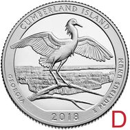  25 центов 2018 «Прибрежный район Камберленд-Айленд» (44-й нац. парк США) D, фото 1 