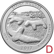  25 центов 2017 «Эффиджи-Маундз» (36-й нац. парк США) D, фото 1 