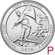  25 центов 2016 «Форт Моултри» (35-й нац. парк США) P, фото 1 
