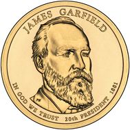  1 доллар 2011 «20-й президент Джеймс Гарфилд» США (случайный монетный двор), фото 1 