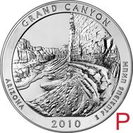  25 центов 2010 «Национальный парк Гранд-Каньон» (4-й нац. парк США) P, фото 1 