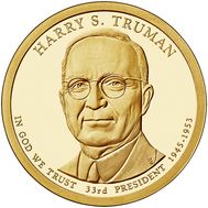  1 доллар 2015 «33-й президент Гарри Трумэн» США (случайный монетный двор), фото 1 