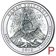  25 центов 2012 «Национальный парк Гавайские вулканы» (14-й нац. парк США) P, фото 1 