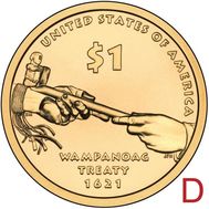  1 доллар 2011 «Трубка мира» США D (Сакагавея), фото 1 