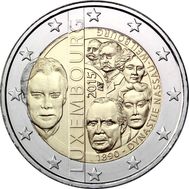  2 евро 2015 «125-летие династии Нассау-Вейльбург» Люксембург, фото 1 