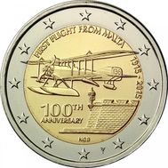  2 евро 2015 &laquo;100 лет Первому полету из Мальты&raquo; Мальта, фото 1 