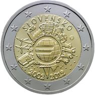  2 евро 2012 «10 лет наличному обращению евро» Словакия, фото 1 