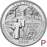  25 центов 2020 «Ферма Дж. А. Вейра» (52-й нац. парк США) P, фото 1 