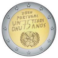  2 евро 2020 «75 лет ООН» Португалия, фото 1 