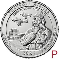  25 центов 2021 «Пилоты из Таскиги» (56-й нац. парк США) P, фото 1 