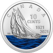 10 центов 2021 «100 лет шхуне «Синеносая» Канада (цветная), фото 1 