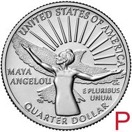  25 центов 2022 «Майя Энджелоу» (Выдающиеся женщины США) P, фото 1 