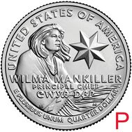  25 центов 2022 «Вилма Мэнкиллер» (Выдающиеся женщины США) P, фото 1 