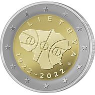  2 евро 2022 «100-летие баскетбола в Литве» Литва, фото 1 