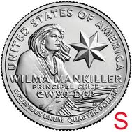  25 центов 2022 «Вилма Мэнкиллер» (Выдающиеся женщины США) S, фото 1 