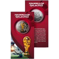 25 рублей &laquo;Чемпионат мира по футболу FIFA 2022 &mdash; Кубок&raquo; в открытке, фото 1 