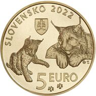  5 евро 2022 «Фауна и флора — Рысь обыкновенная» Словакия, фото 1 