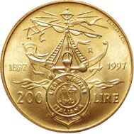  200 лир 1997 «Итальянская военно-морская лига» Италия, фото 1 