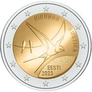  2 евро 2023 «Деревенская ласточка, национальная птица» Эстония, фото 1 