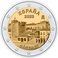  2 евро 2023 «Старый город Касерес» Испания, фото 1 