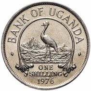  1 шиллинг 1976 «Журавль» Уганда, фото 1 