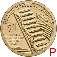  1 доллар 2024 «Закон о гражданстве индейцев» США P (Сакагавея), фото 1 