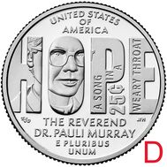 25 центов 2024 «Паули Мюррей» (Выдающиеся женщины США) D, фото 1 