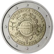  2 евро 2012 «10 лет наличному обращению евро» Италия, фото 1 