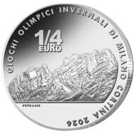  1/4 евро 2025 &laquo;Олимпийские игры 2026. Кортина-д&rsquo;Ампеццо&raquo; Италия, фото 1 