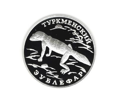  Серебряная монета 1 рубль 1996 «Туркменский эублефар», фото 1 