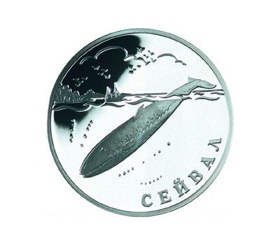  Серебряная монета 1 рубль 2002 «Сейвал (кит)», фото 1 