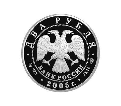  Серебряная монета 2 рубля 2005 «Близнецы», фото 2 