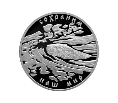  Серебряная монета 3 рубля 2008 «Речной бобр», фото 1 
