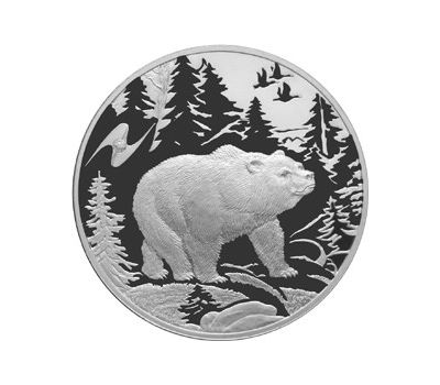  Серебряная монета 3 рубля 2009 «Медведь», фото 1 