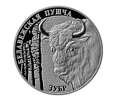  Монета 1 рубль 2001 «Беловежская пуща. Зубр» Беларусь, фото 1 
