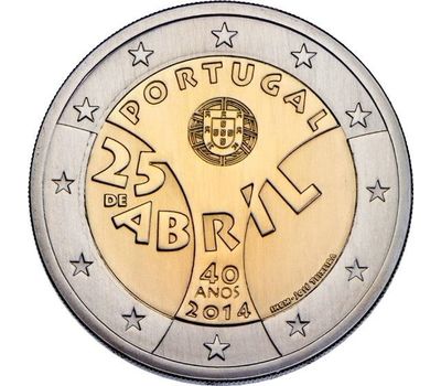  Монета 2 евро 2014 «40 лет Революции гвоздик» Португалия, фото 1 