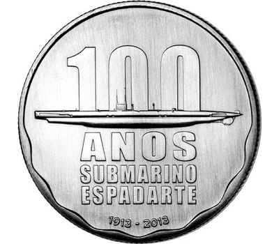  Монета 2,5 евро 2013 «100 лет первой португальской подводной лодке «Меч-рыба» Португалия, фото 1 