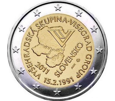  Монета 2 евро 2011 «20 лет формирования Вишеградской группы» Словакия, фото 1 