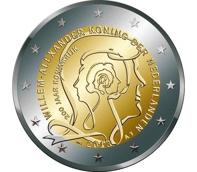 Монета 2 евро 2013 «200 лет Королевству Нидерландов» Нидерланды, фото 1 