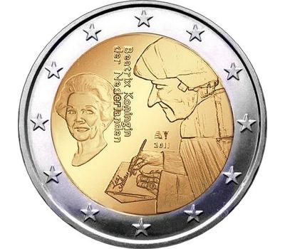 Монета 2 евро 2011 «500 лет издания книги «Похвала глупости» Эразма Роттердамского» Нидерланды, фото 1 