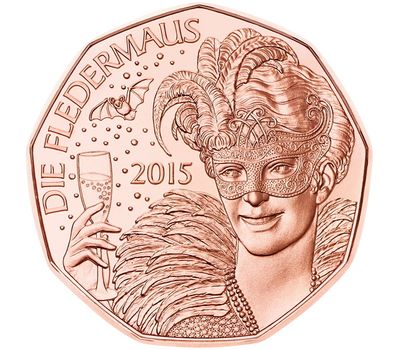  Монета 5 евро 2015 «Новый год — оперетта «Летучая мышь» Австрия, фото 1 
